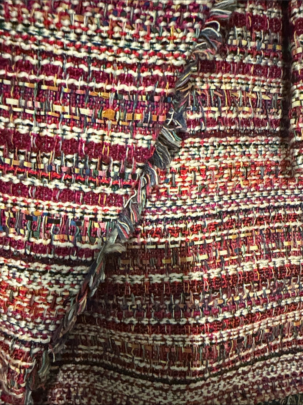 Halogen Pink and Red Multi-Textured Tweed Faux Wrap Mini Skirt with Side Ties - Picture 10 of 10